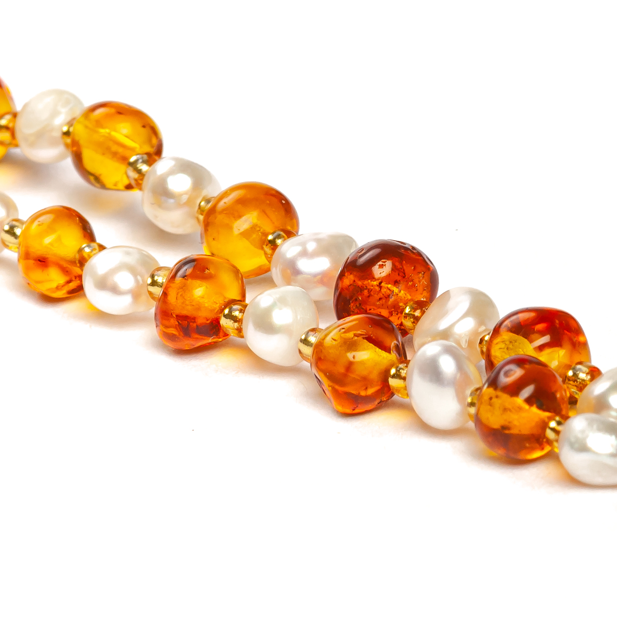 Бусы для очков из Янтаря и Жемчуга